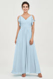 Women's Chiffon Bridesmaid Dresses Ruched Formal Evening Party Gowns Ankle Length