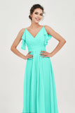 Women's Chiffon Bridesmaid Dresses Ruched Formal Evening Party Gowns Ankle Length