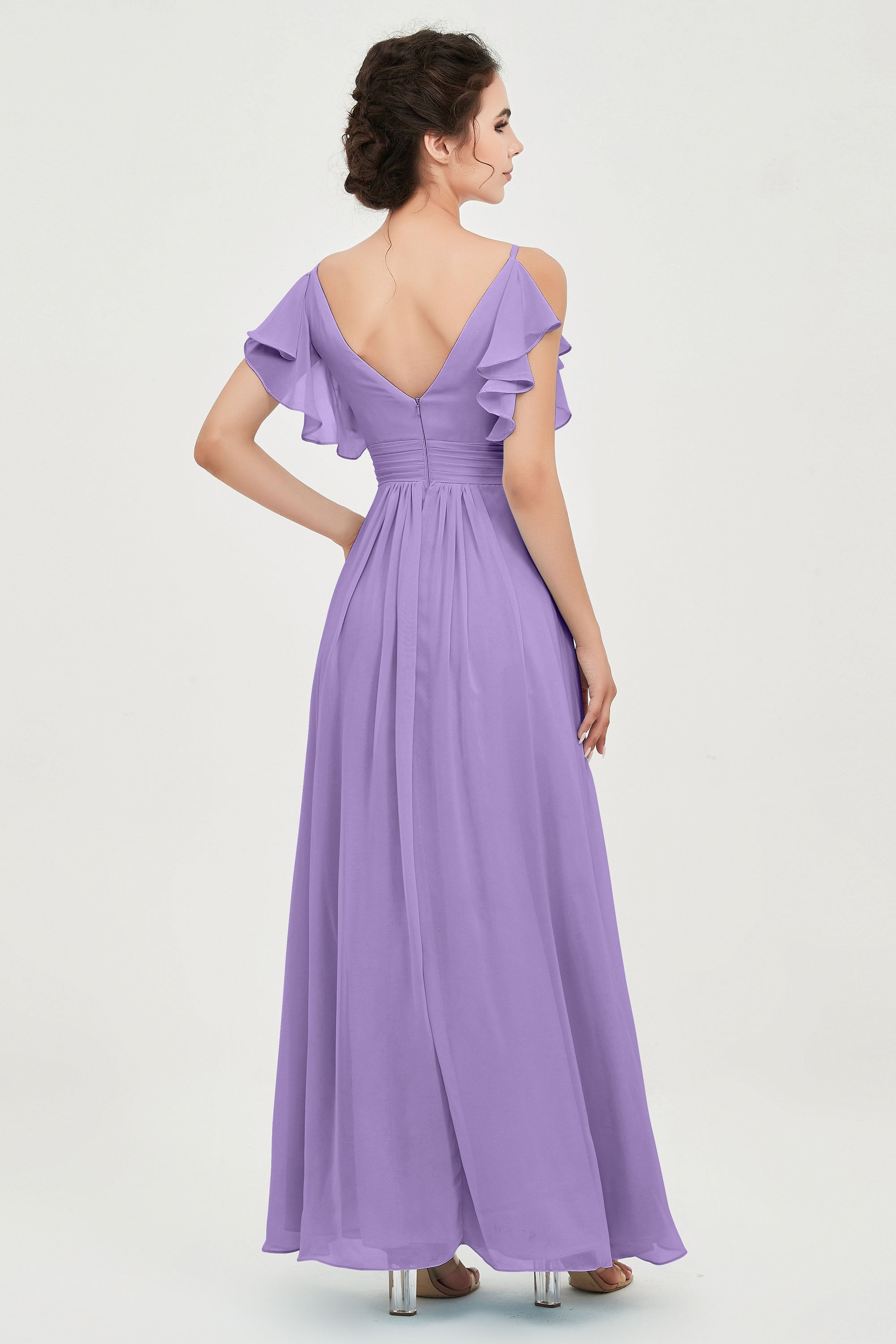 Women's Chiffon Bridesmaid Dresses Ruched Formal Evening Party Gowns Ankle Length