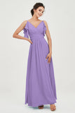 Women's Chiffon Bridesmaid Dresses Ruched Formal Evening Party Gowns Ankle Length