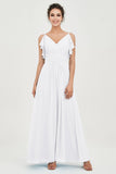 Women's Chiffon Bridesmaid Dresses Ruched Formal Evening Party Gowns Ankle Length