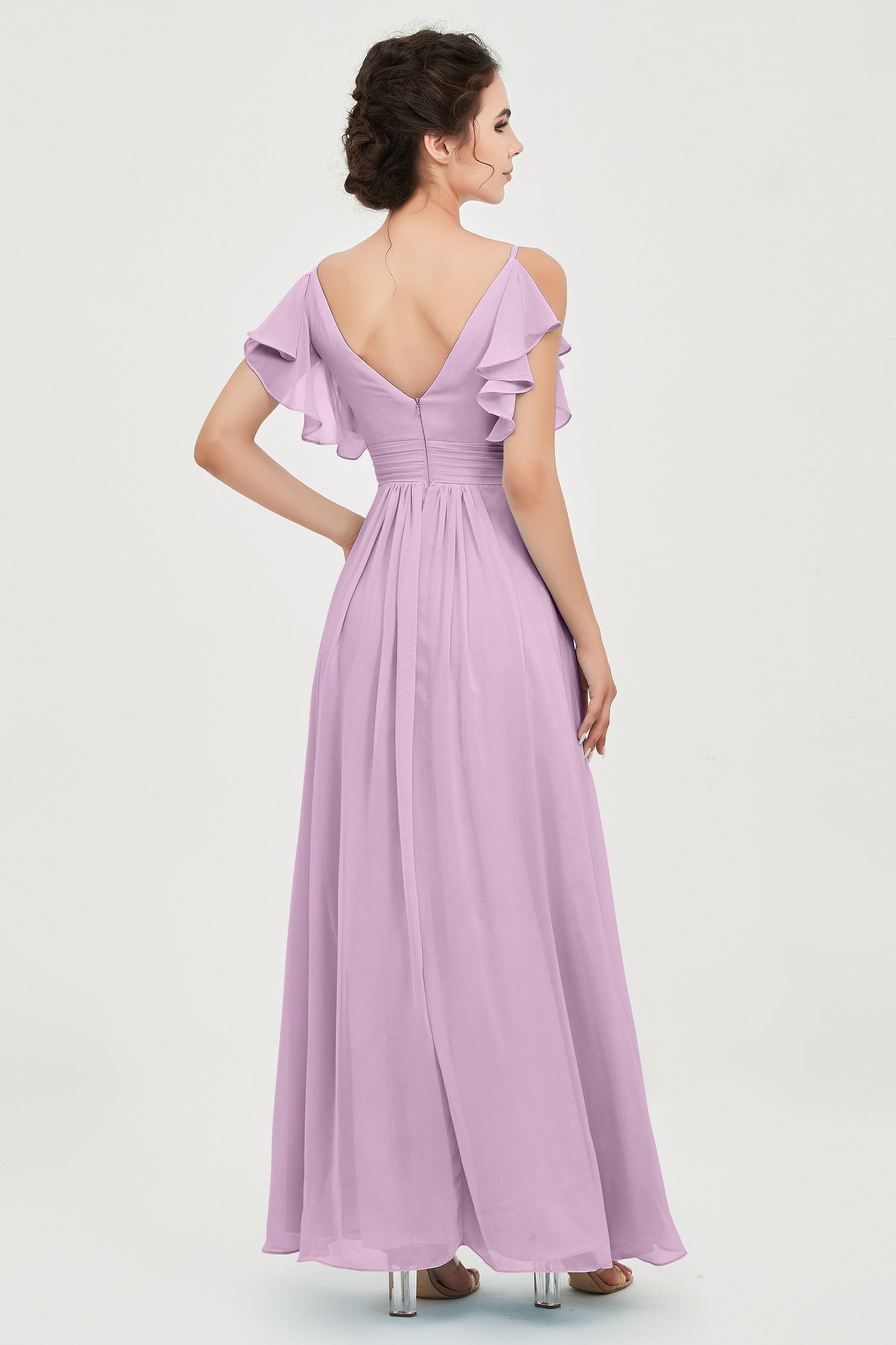 Women's Chiffon Bridesmaid Dresses Ruched Formal Evening Party Gowns Ankle Length