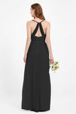 romantic maxi bridesmaid dress features a V neckline empire waist pleated formal evening dresses