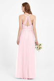 romantic maxi bridesmaid dress features a V neckline empire waist pleated formal evening dresses