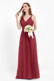 romantic maxi bridesmaid dress features a V neckline empire waist pleated formal evening dresses