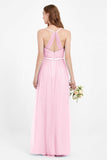romantic maxi bridesmaid dress features a V neckline empire waist pleated formal evening dresses