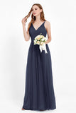 romantic maxi bridesmaid dress features a V neckline empire waist pleated formal evening dresses