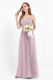 romantic maxi bridesmaid dress features a V neckline empire waist pleated formal evening dresses