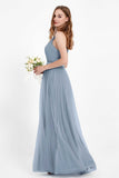 romantic maxi bridesmaid dress features a V neckline empire waist pleated formal evening dresses