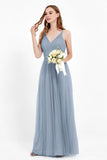 romantic maxi bridesmaid dress features a V neckline empire waist pleated formal evening dresses