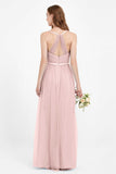 romantic maxi bridesmaid dress features a V neckline empire waist pleated formal evening dresses