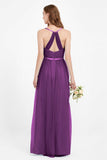romantic maxi bridesmaid dress features a V neckline empire waist pleated formal evening dresses