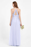 romantic maxi bridesmaid dress features a V neckline empire waist pleated formal evening dresses