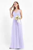 romantic maxi bridesmaid dress features a V neckline empire waist pleated formal evening dresses