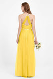 romantic maxi bridesmaid dress features a V neckline empire waist pleated formal evening dresses