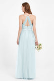 romantic maxi bridesmaid dress features a V neckline empire waist pleated formal evening dresses