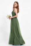 romantic maxi bridesmaid dress features a V neckline empire waist pleated formal evening dresses
