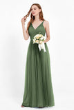 romantic maxi bridesmaid dress features a V neckline empire waist pleated formal evening dresses