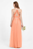 romantic maxi bridesmaid dress features a V neckline empire waist pleated formal evening dresses