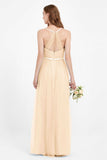 romantic maxi bridesmaid dress features a V neckline empire waist pleated formal evening dresses