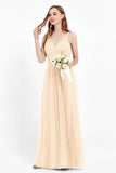 romantic maxi bridesmaid dress features a V neckline empire waist pleated formal evening dresses