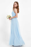 romantic maxi bridesmaid dress features a V neckline empire waist pleated formal evening dresses