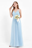 romantic maxi bridesmaid dress features a V neckline empire waist pleated formal evening dresses