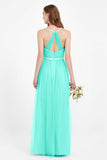 romantic maxi bridesmaid dress features a V neckline empire waist pleated formal evening dresses