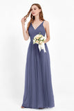 romantic maxi bridesmaid dress features a V neckline empire waist pleated formal evening dresses