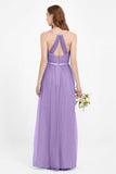 romantic maxi bridesmaid dress features a V neckline empire waist pleated formal evening dresses