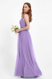 romantic maxi bridesmaid dress features a V neckline empire waist pleated formal evening dresses