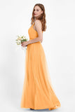 romantic maxi bridesmaid dress features a V neckline empire waist pleated formal evening dresses