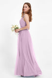 romantic maxi bridesmaid dress features a V neckline empire waist pleated formal evening dresses