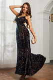 Sequins Mermaid Sweep Train Formal Evening Dress With Open Back Prom Party Gowns