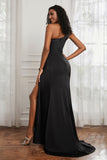Stretch Satin One Shoulder Formal Evening Prom Dress Sleeveless Ruched Bridesmaid Dresses
