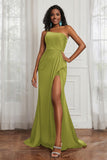 Stretch Satin One Shoulder Formal Evening Prom Dress Sleeveless Ruched Bridesmaid Dresses