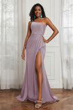 Stretch Satin One Shoulder Formal Evening Prom Dress Sleeveless Ruched Bridesmaid Dresses