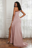 Stretch Satin One Shoulder Formal Evening Prom Dress Sleeveless Ruched Bridesmaid Dresses