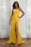 Stretch Satin One Shoulder Formal Evening Prom Dress Sleeveless Ruched Bridesmaid Dresses