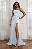 Stretch Satin One Shoulder Formal Evening Prom Dress Sleeveless Ruched Bridesmaid Dresses