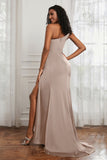 Stretch Satin One Shoulder Formal Evening Prom Dress Sleeveless Ruched Bridesmaid Dresses