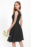 One Shoulder Chiffon A Line Junior Bridesmaid Dress Knee Length Party Homecoming Dresses