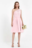 One Shoulder Chiffon A Line Junior Bridesmaid Dress Knee Length Party Homecoming Dresses