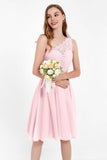 One Shoulder Chiffon A Line Junior Bridesmaid Dress Knee Length Party Homecoming Dresses