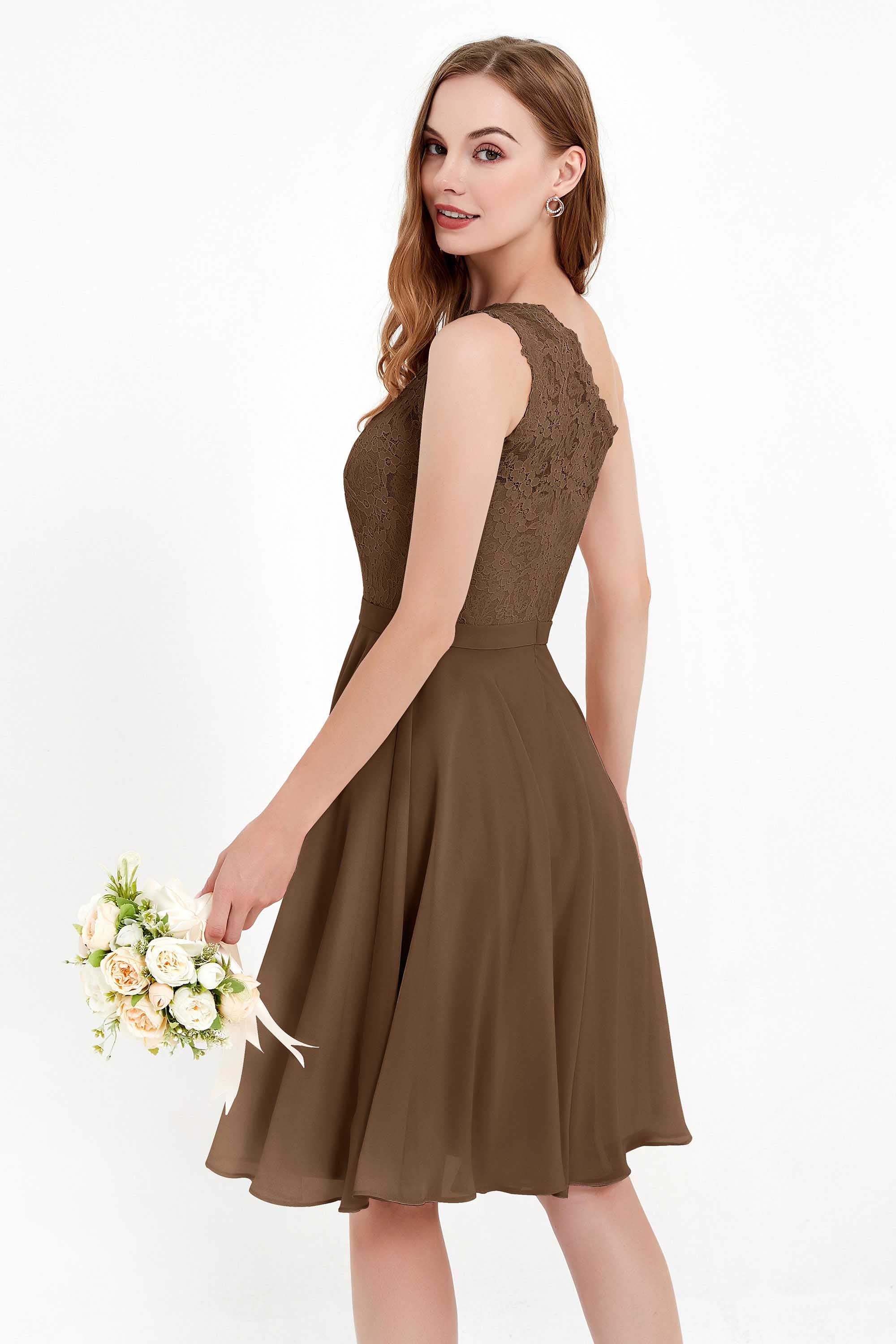 One Shoulder Chiffon A Line Junior Bridesmaid Dress Knee Length Party Homecoming Dresses