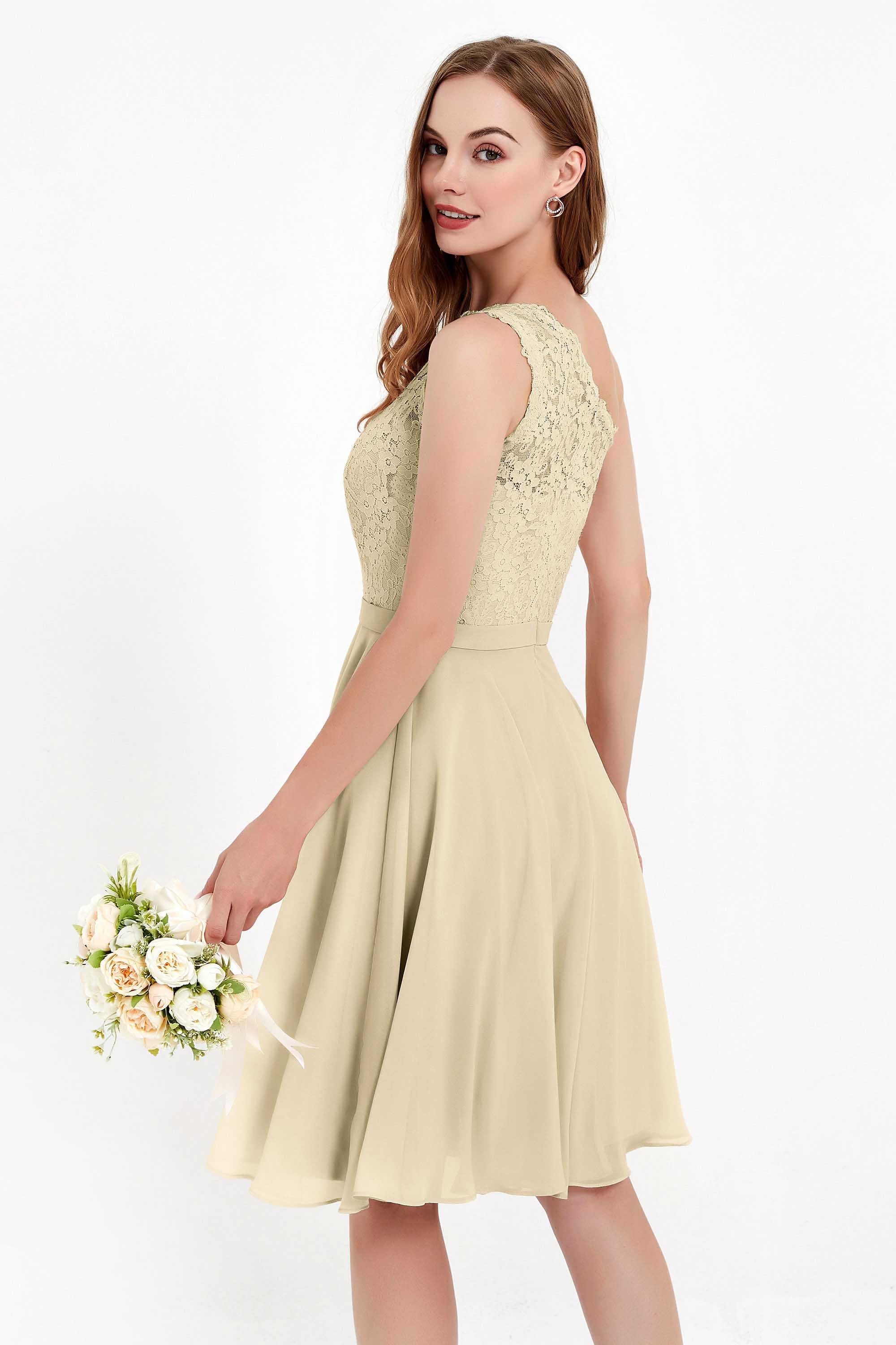 One Shoulder Chiffon A Line Junior Bridesmaid Dress Knee Length Party Homecoming Dresses