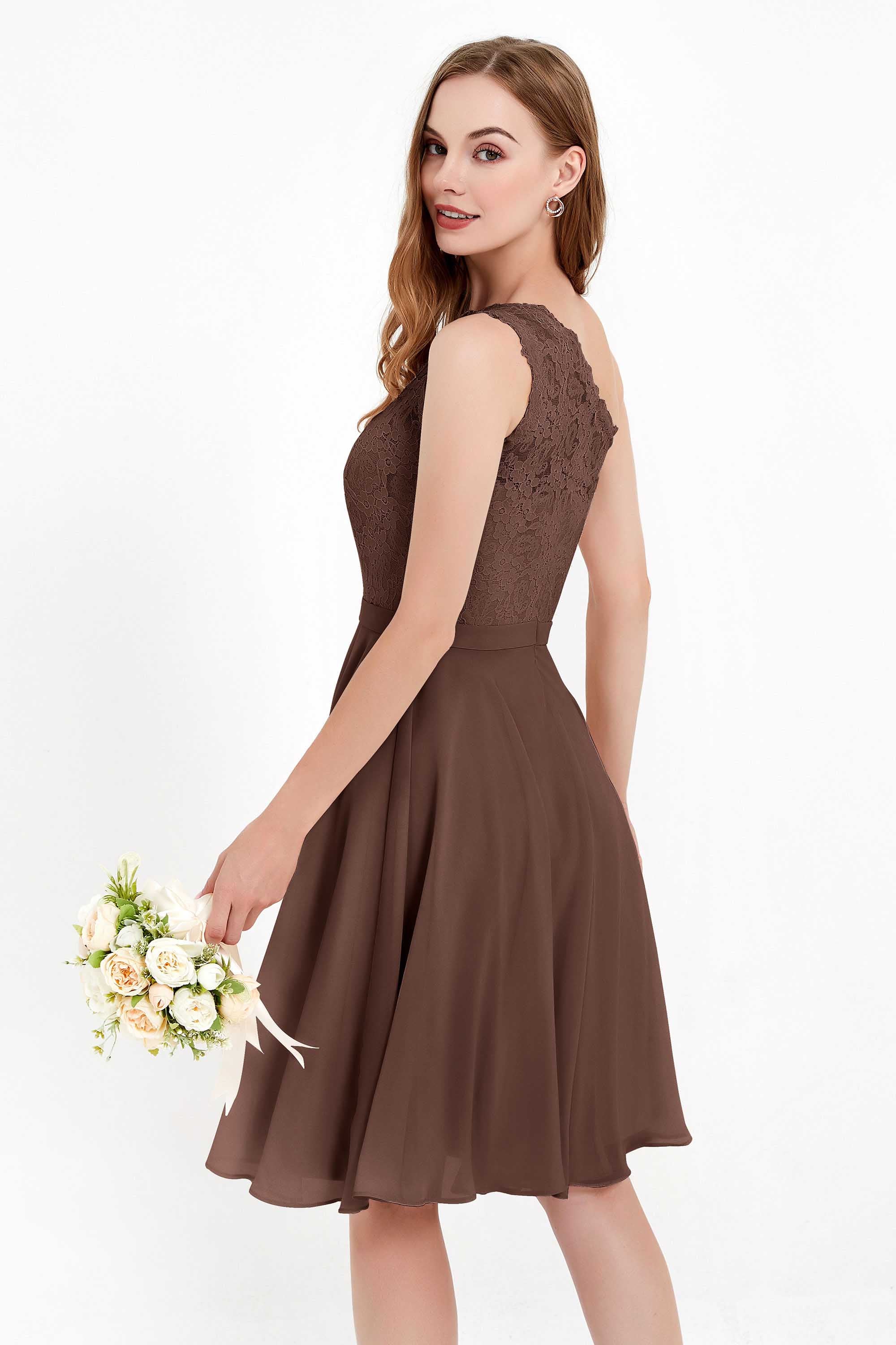 One Shoulder Chiffon A Line Junior Bridesmaid Dress Knee Length Party Homecoming Dresses