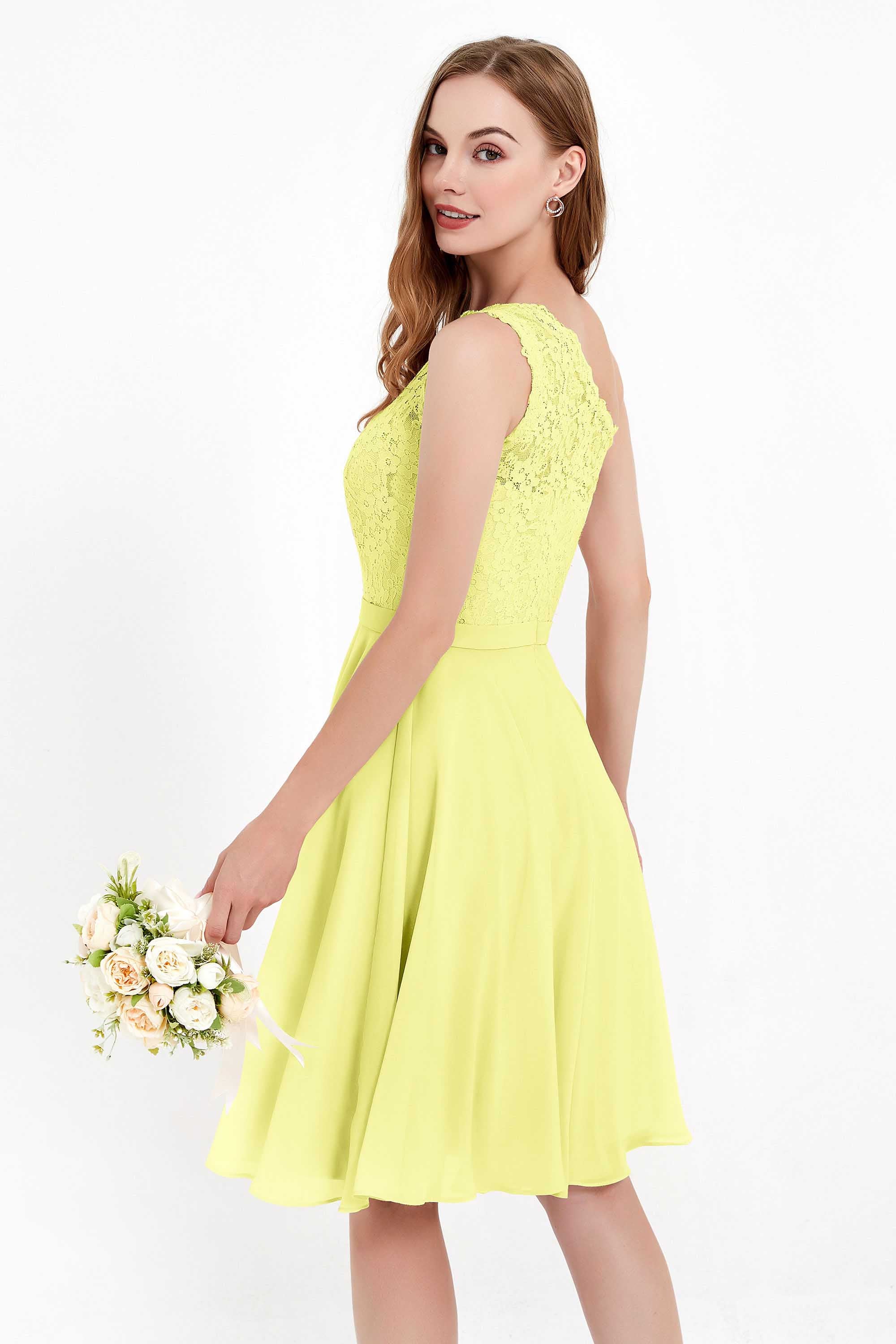 One Shoulder Chiffon A Line Junior Bridesmaid Dress Knee Length Party Homecoming Dresses