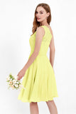 One Shoulder Chiffon A Line Junior Bridesmaid Dress Knee Length Party Homecoming Dresses