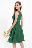 One Shoulder Chiffon A Line Junior Bridesmaid Dress Knee Length Party Homecoming Dresses